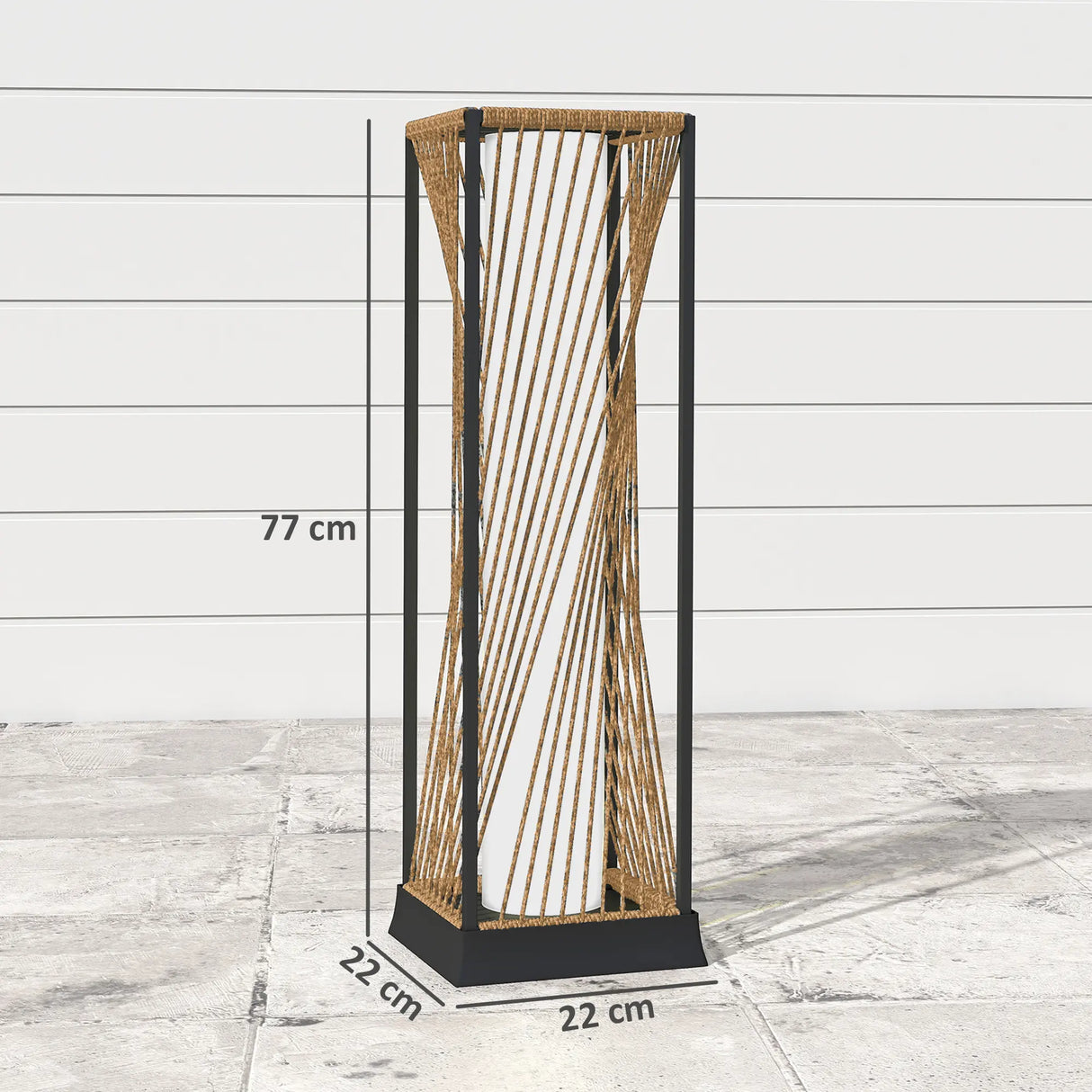 Outsunny Rattan Solar Garden Lights, Auto On/Off LED Floor Lamp, Sand Brown