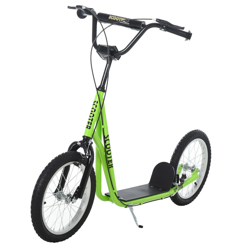 HOMCOM Kick Scooters for Kids with Adjustable Height, Anti-Slip Deck, Dual Brakes, Rubber Tyres, for Boys and Girls Aged 5+ Years Old - Green