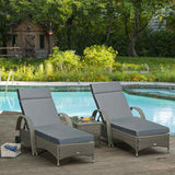 Outsunny Set of 2 Sun Lounger Cushions, Replacement Cushions for Rattan Furniture with Ties, 196 x 55 cm, Dark Grey