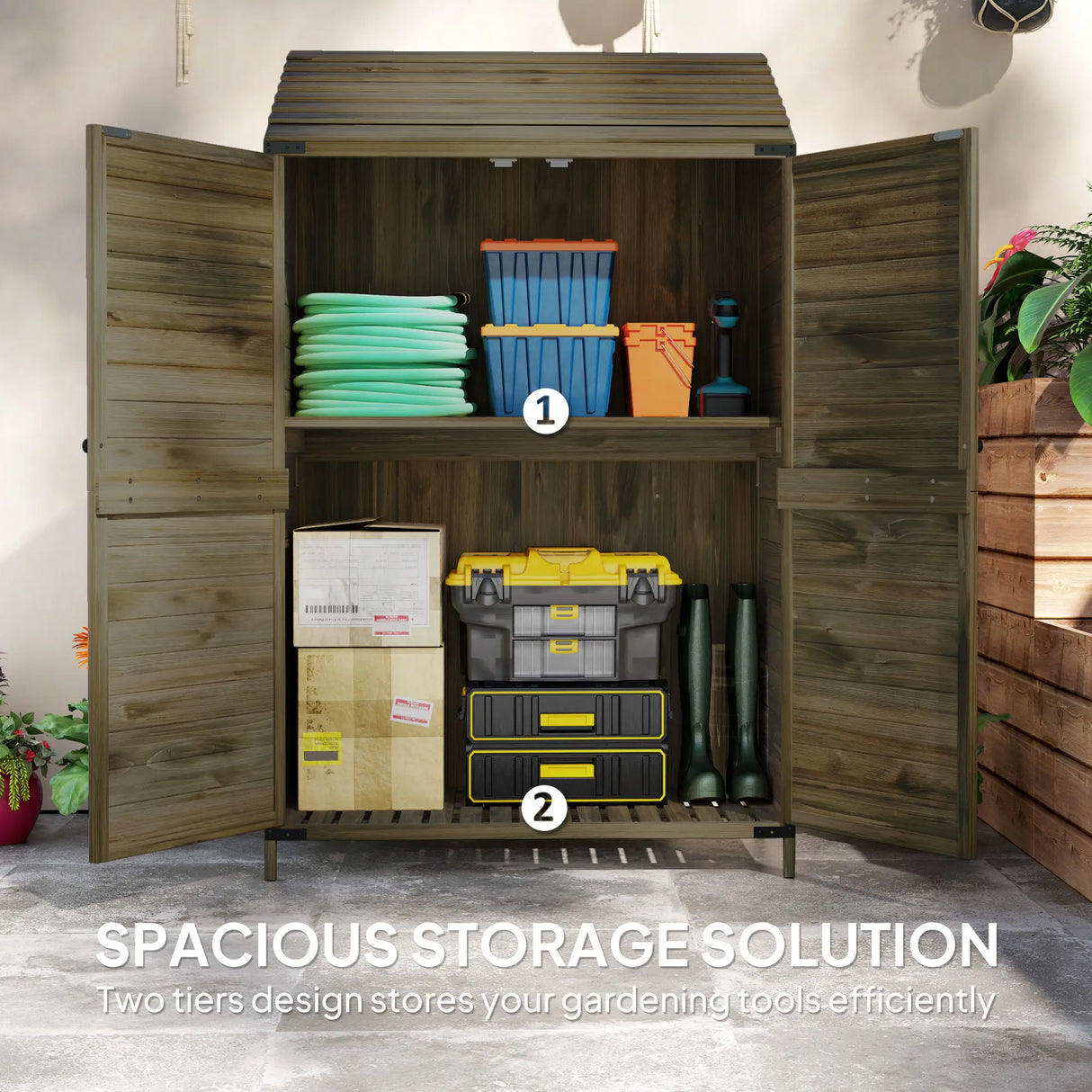 Outsunny 103.5 x 59 cm Wooden Garden Shed - Brown