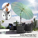 Outsunny 2 m Shanghai Garden Parasol Umbrella with 16 Fibreglass Ribs, Outdoor Parasol Sun Shade with Crank & Tilt, Turquoise