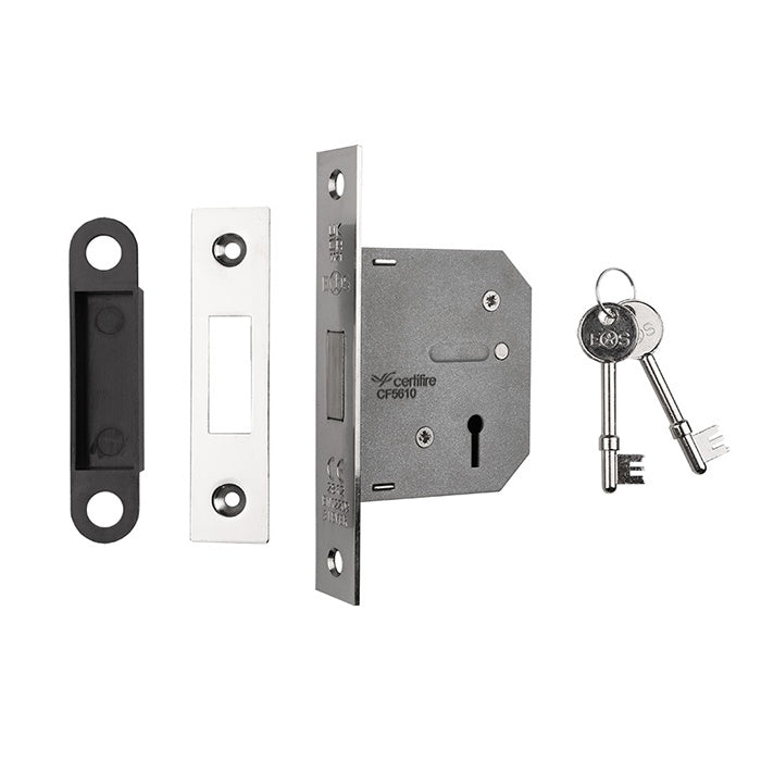 64MM DEAD LOCK - 3 LEVER - SQUARE - NICKEL PLATED - EACH