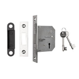 64MM DEAD LOCK - 3 LEVER - SQUARE - NICKEL PLATED - EACH