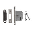 64MM DEAD LOCK - 3 LEVER - SQUARE - SATIN NICKEL - EACH