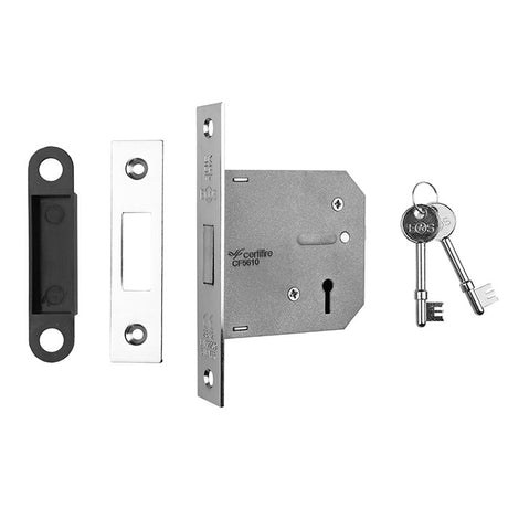 76MM DEAD LOCK - 3 LEVER - SQUARE - NICKEL PLATED - EACH