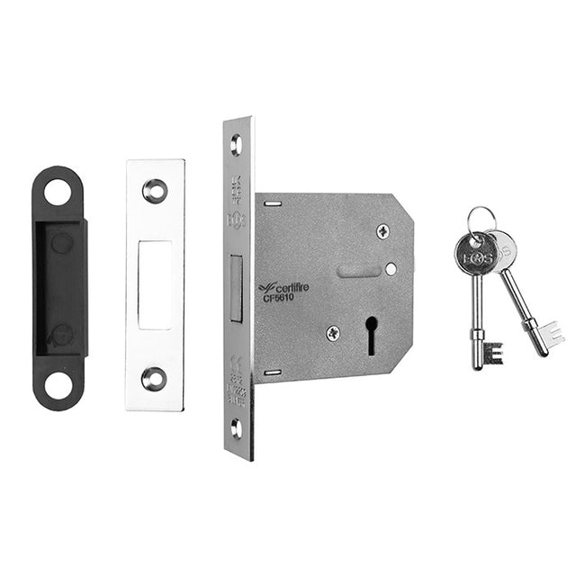 76MM DEAD LOCK - 3 LEVER - SQUARE - NICKEL PLATED - EACH