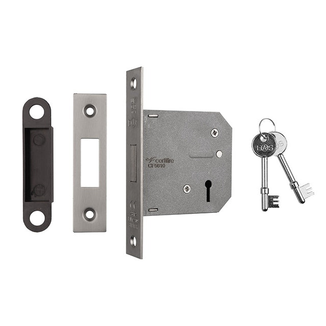 76MM DEAD LOCK - 3 LEVER - SQUARE - SATIN NICKEL - EACH