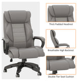 Vinsetto Office Chair with 6-Point Maaage and Back Heat, PU Desk Chair with Padded Seat and Armrest, Computer Chair with Tilt Function for Home, Grey