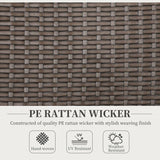 Outsunny Folding Rattan Garden Dining Chair with 5-level Reclining High Back, Wood Armrests for Outdoor, Patio - Brown