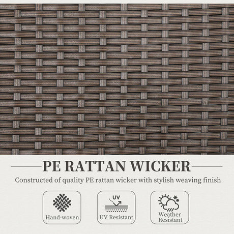 Outsunny Folding Rattan Garden Dining Chair with 5-level Reclining High Back, Wood Armrests for Outdoor, Patio - Brown