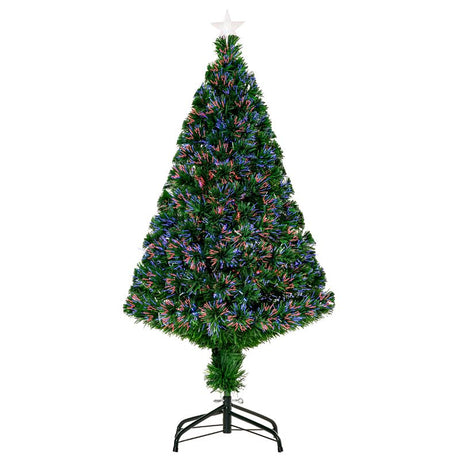 HOMCOM 4FT Pre-Lit Fibre Optic Artificial Christmas Tree Holiday Xmas Décor with Tree Topper Multi-Colour