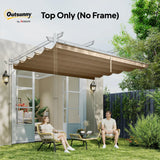 Outsunny Retractable Pergola Cover, 3.5 x 2.6 m Replacement Canopy Fabric for 4 x 3 m Frame, Roof Top Only, Tan