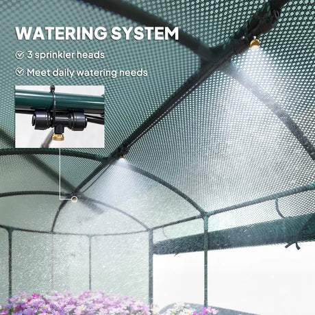 Outsunny Galvanised Raised Garden Bed Kit with Self Watering System and Mesh Cover, Garden Boxes, 6x3Ft, Dark Grey and Green