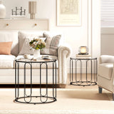 HOMCOM Elliptical Cut-Out Nesting Tables - Black