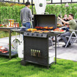 Outsunny 4+1 Burner Gas BBQ Grill, Portable Gas Barbecue Grill with Built-in Thermometer, Lid, Side Table, Shelf, Spice Rack, Wheels, Grease Cup for Garden Party Outdoor Cooking, Black