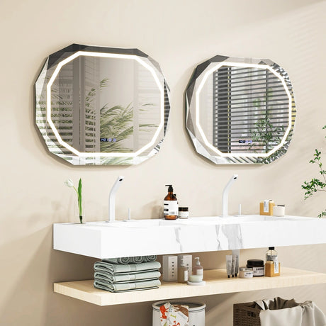 Anti-Fog Mirror LED Bathroom Mirror with 3 Color LED Light