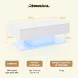Modern LED Coffee Table with 20 Color LED Lights and 2 Storage Drawers-White