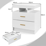 High Gloss Bedside Table with Adjustable Light Mode and Remote Control-White