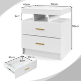 High Gloss Bedside Table with Adjustable Light Mode and Remote Control-White