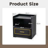 LED Nightstand with USB and Type-C Port-Black
