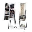 LED Standing Jewelry Mirror Cabinet with 3-Color Lighted Full-Length Mirror-White
