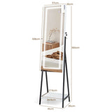 LED Standing Jewelry Mirror Cabinet with 3-Color Lighted Full-Length Mirror-White