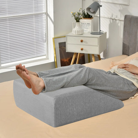 Leg Elevation Pillow with Washable Cover for Sleeping-Grey