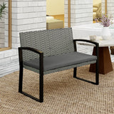 Outsunny Two-Seater Rattan Garden Bench - Light Grey