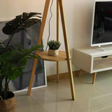 HOMCOM Free Standing Tripod Floor Lamp Bedside Light Reading Light with Storage Shelf Linen Shade for Living Room Bedroom, 154cm, Cream