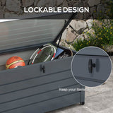 Outsunny 311L Galvanised Steel Garden Storage Box, with Lock - Dark Grey