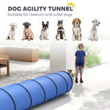 PawHut Dog Tunnel, 300 x 50 cm, Foldable Play Tunnel with 4 Pegs and Bag, Tear-Resistant Outdoor Dog Agility Equipment, Blue
