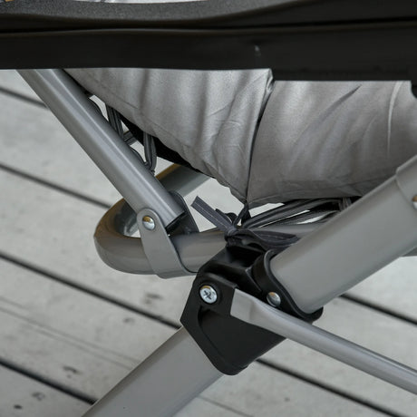 Outsunny 2pc Reclining Zero Gravity Sun Loungers ,Folding Chaise Lounge Chair with Cushions, Light Grey