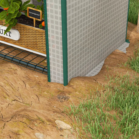 Outsunny 4 Tier Mini Greenhouse for Outdoor, Portable Gardening Plant Green House with Storage Shelf, Roll-Up Zipped Door, Metal Frame and PE Cover, 80 x 49 x 160cm, White