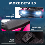 HOMCOM 12V Kids Quad Bike with Forward, Reverse Functions, Ride-On ATV w/ Music, LED, Headlights, for Ages 3-5 Years - Pink