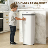 HOMCOM 50L Stainless Steel Sensor Bin - White