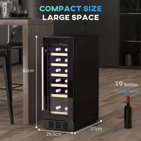 HOMCOM 19 Bottle 5-18 Wooden Rack Wine Fridge - Black