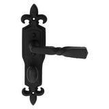 BARLEY TWIST LEVER ON GOTHIC STYLE BACKPLATE - BATHROOM 57MM C/C - BLACK ANTIQUE - 222 x 50mm - PAIR