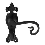 CURLY TAIL LEVER ON BACKPLATE - BATHROOM 57MM C/C - BLACK ANTIQUE - 170 x 52 mm - PAIR