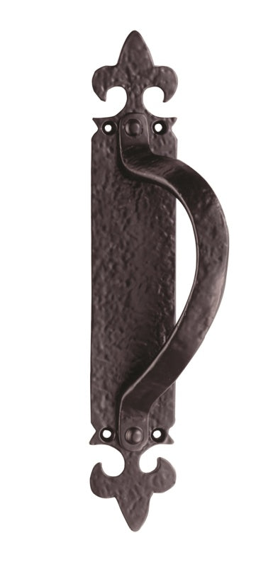 OFFSET PULL HANDLE ON BACKPLATE RIGHT HD - BLACK ANTIQUE - 260 x 45 mm - EACH