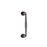 OFFSET PULL HANDLE ON ROSE - BLACK ANTIQUE - 238mm - EACH