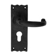TRADITIONAL LEVER ON BACKPLATE - LOCK EURO PROFILE 47.5MM C/C - BLACK ANTIQUE - 152 X 55 - PAIR