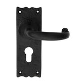 TRADITIONAL LEVER ON BACKPLATE - LOCK EURO PROFILE 47.5MM C/C - BLACK ANTIQUE - 152 X 55 - PAIR