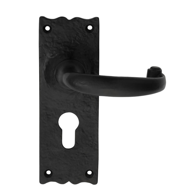 TRADITIONAL LEVER ON BACKPLATE - LOCK EURO PROFILE 47.5MM C/C - BLACK ANTIQUE - 152 X 55 - PAIR