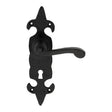 FLEUR DE LYS LEVER ON BACKPLATE - LOCK 57MM C/C - BLACK ANTIQUE - 210x57 - PAIR