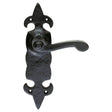 FLEUR DE LYS LEVER ON BACKPLATE - LATCH - BLACK ANTIQUE - 178 X 55 - PAIR
