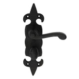 FLEUR DE LYS LEVER ON BACKPLATE -  BATHROOM 57MM C/C - BLACK ANTIQUE - 178 X 55 - PAIR