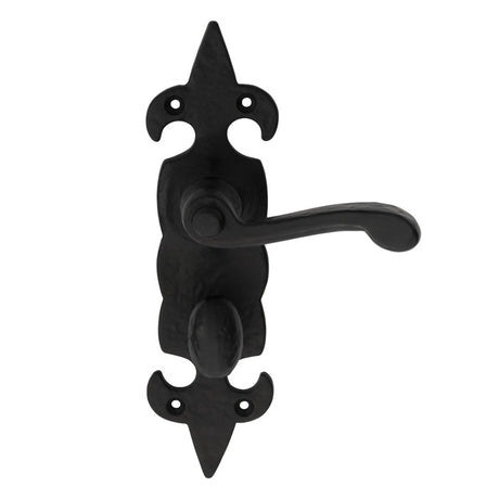 FLEUR DE LYS LEVER ON BACKPLATE -  BATHROOM 57MM C/C - BLACK ANTIQUE - 178 X 55 - PAIR