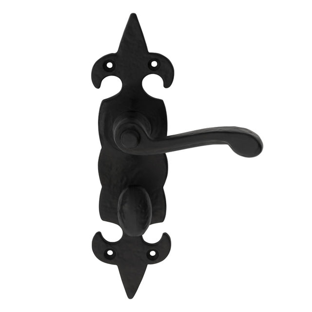 FLEUR DE LYS LEVER ON BACKPLATE -  BATHROOM 57MM C/C - BLACK ANTIQUE - 178 X 55 - PAIR