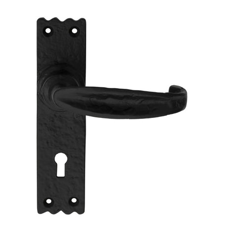 SLIMLINE V LEVER ON BACKPLATE - LOCK 57MM C/C - BLACK ANTIQUE - 152mm x 38mm - PAIR