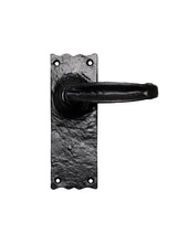 TRADITIONAL V LEVER ON BACKPLATE - LATCH - BLACK ANTIQUE - 152mm x 55mm - PAIR